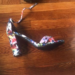 Black Multi Floral Heels